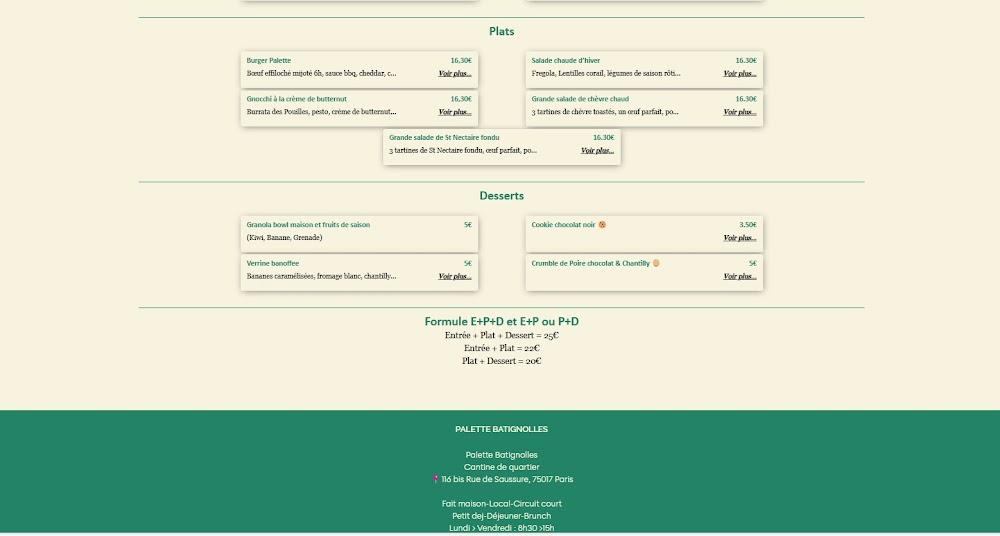 Palette Batignolles - Menu Image 1